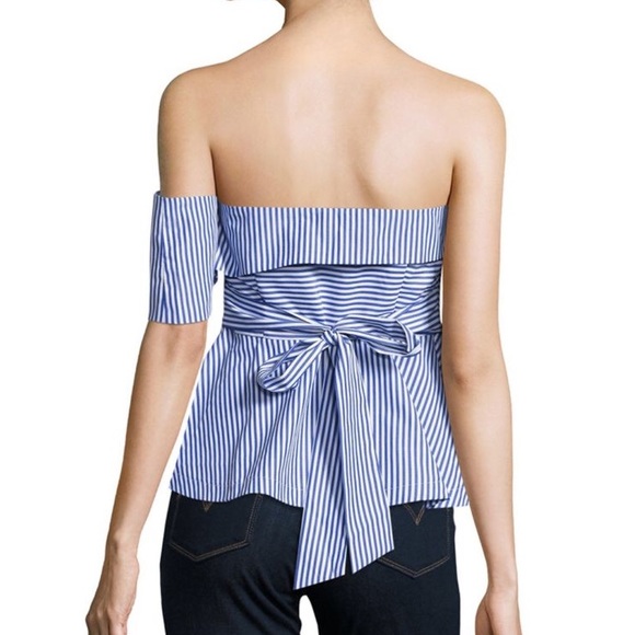 J.O.A striped with one shoulder top - Picture 2 of 6